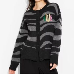 Wicked Striped Graphic Cardigan - Black adult small (oversized) target